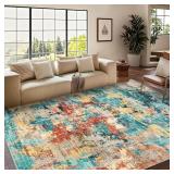 LARGE AREA RUGS FOR LIVING ROOM, 6X9 BLUE COLORFUL