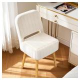 SHINOSKE VANITY STOOL WITH STORAGE,WHITE FAUX RABB