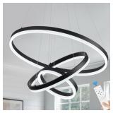 $135 BENKUT 3-RINGS D23.6 MODERN LED CHANDELIER BL