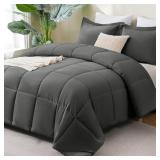 COZYLUX QUEEN COMFORTER SET - DARK GREY COMFORTER