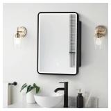 $375 LED BLACK FRAMED WALL MOUNT MEDICINE CABINET