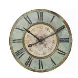 $124 DISTRESSED MINT GREEN ANALOG WOOD WALL WALL C