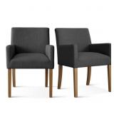 $313 BLACK LINEN UPHOLSTERED ARMCHAIR(SET OF 2)