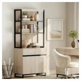 $330 WAMPAT MODERN 72" TALL BOOKCASE WITH METAL BA