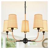 28" BLACK BOHO RATTAN CHANDELIER FOR LIVING ROOM 5