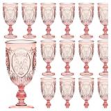 WIWIQING 24 PCS PLASTIC GOBLETS 7.5OZ VINTAGE GOBL