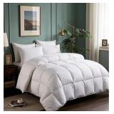 SERTA GOOSE FEATHER DOWN FIBER COTTON COMFORTER QU