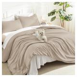 LITANIKA KHAKI COMFORTER SET QUEEN SIZE, 3 PIECES