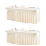 2 PACKS IVORY SPANDEX TABLE CLOTHES FOR 4 FOOT REC