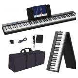 $140 KONIX FOLDABLE PIANO KEYBOARD, 88 KEY FULL SI