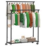 EKISEMIO DOUBLE RODS CLOTHES RACK WITH WHEELS LOAD
