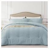 QUATALY FULL SIZE COMFORTER SET MIST BLUE,3PCS SEE