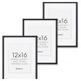 FUN MEMORIES BLACK 12X16 PICTURE FRAMES, SOLID OAK