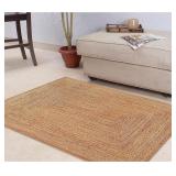 KEMA 3X5 FEET HANDWOVEN JUTE BRAIDED AREA RUG, NAT