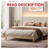 $200 BEIGE WOOD FRAME QUEEN PLATFORM BED.