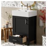 BLACK MODERN BATHROOM VANITY WITH CERAMIC SINK SOL