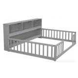 $258 FULL FLOOR BED WITH SIDE BOOKCASE,SHELVES,GUA