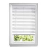 WHITE CORDLESS FAUX WOOD BLINDS FOR WINDOWS WITH 2