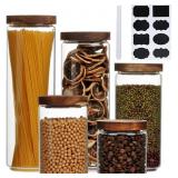 FLROLOVE GLASS CANISTERS WITH WOODEN LIDS KITCHEN