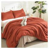 LITANIKA BURNT ORANGE QUEEN SIZE BED COMFORTER SET