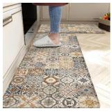 BOHO KITCHEN RUGS SET 2 MEMORY FOAM COLORFUL CERAM