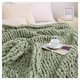 ADMITRACK CHUNKY KNIT BLANKET THROW, 100% HAND KNI