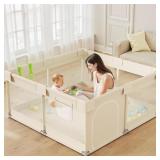 UANLAUO BEIGE SMALL BABY PLAYPEN - 47X47IN PLAYPEN