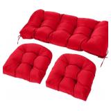 WICKER CHAIR CUSHIONS SET, 2 U-SHAPED CUSHIONS & 1