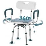 SWIVEL SHOWER CHAIR WITH ARMS AND BACK, 400 LBS HE