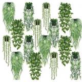 JEXINE 16 PCS ARTIFICIAL HANGING PLANTS POTTED FAK