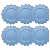 BLUE CHARGER PLATES WITH FLOWER RIM, 13' ROUND CHA
