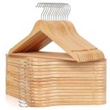 TOPIA HANGER WOODEN HANGERS 30 PACK, NATURAL WOOD