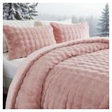 BEDBAY PINK FLUFFY COMFORTER SET QUEEN SIZE FAUX F