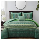 BOHO GREEN COMFORTER SET FULL SIZE,8 PIECE BED IN