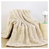 ADMITRACK CHUNKY KNIT BLANKET THROW, 100% HAND KNI