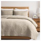 WDCOZY BEIGE KING SIZE QUILT BEDDING SETS WITH PIL
