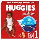 HUGGIES SIZE 1 DIAPERS, LITTLE SNUGGLERS DIAPERS,