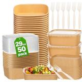 50-PACK 29OZ DISPOSABLE KRAFT PAPER BOWLS  WITH LI