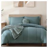 MONBIX QUEEN COMFORTER SET - 7 PIECES BLUE GREEN B