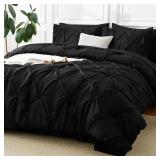 COZYLUX QUEEN COMFORTER SET BLACK, 7 PIECES PINTUC