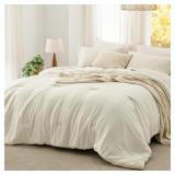 BEDSURE QUEEN COMFORTER SET, IVORY SOFT PREWASHED