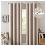 MIULEE 100% BLACKOUT LINEN TEXTURED CURTAINS FOR B