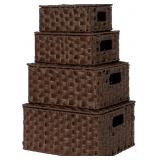 GRANNY SAYS WICKER BASKETS WITH LIDS, SET OF 4 BRO