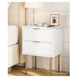 MASUPU NIGHTSTAND WITH CHARGING STATION,MID-CENTUR