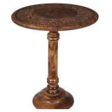 LIGHTNPRO HAND CARVED SOLID MANGO WOOD ROUND PILLA