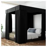 HVQIC BLACK CANOPY BED CURTAINS - 4 CORNER POST BE