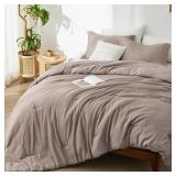 BEDSURE CALIFORNIA KING COMFORTER SET - KHAKI SOFT