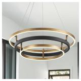 $174 3 RING LED CHANDELIER BLACK GOLD CHANDELIER L