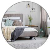 HBCY CREATIONS SMALL ROUND MIRROR, SILVER 16 INCH