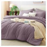 COZYLUX QUEEN COMFORTER SET DUSTY PURPLE, 7 PIECES